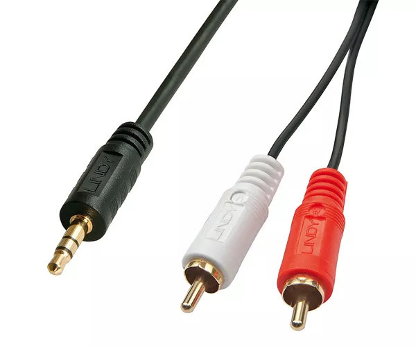 Lindy 35683 Audio-Kabel 5 m 2 x RCA 3.5mm Schwarz