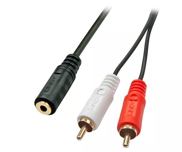 Lindy 35677 Audio-Kabel 0,25 m 2 x RCA 3.5mm Schwarz, Rot, Weiß
