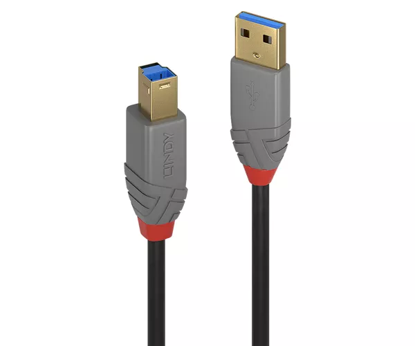 Lindy 36743 USB Kabel USB 3.2 Gen 1 (3.1 Gen 1) 3 m USB A USB B Schwarz, Grau