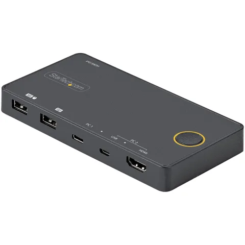 StarTech.com 2 Port Hybrid KVM Switch HDMI + USB-A & USB-C, 4K