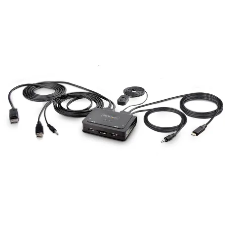StarTech.com 2-Port Hybrid USB-C DisplayPort Cable KVM Switch, 4K