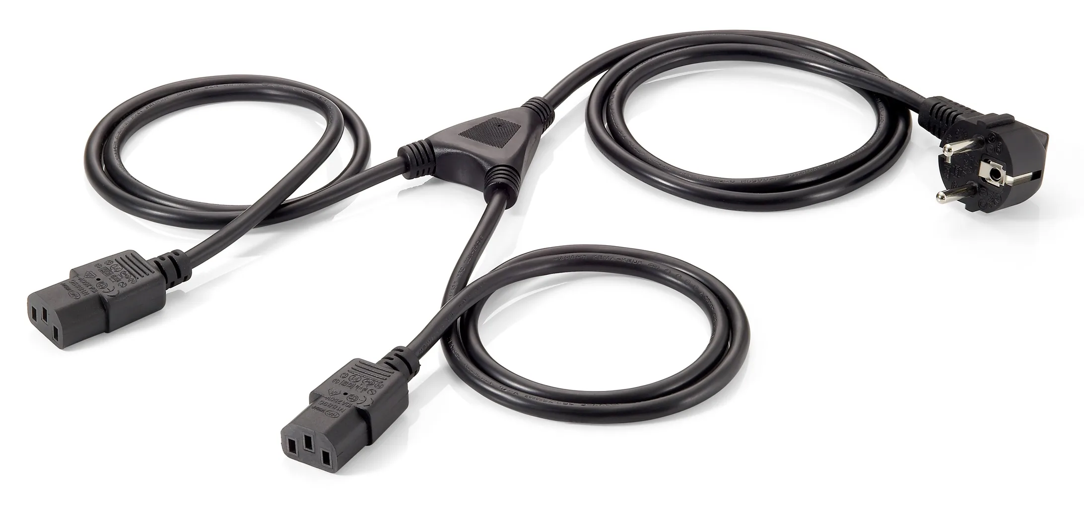 Equip 112220 Stromkabel Schwarz 1,8 m Netzstecker Typ F 2 x C13-Koppler
