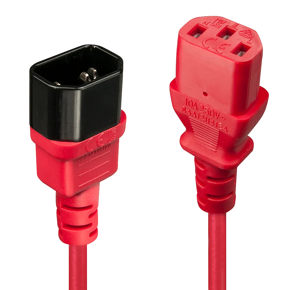 Lindy 30476 Stromkabel Schwarz, Rot 0,5 m C14-Koppler C13-Koppler