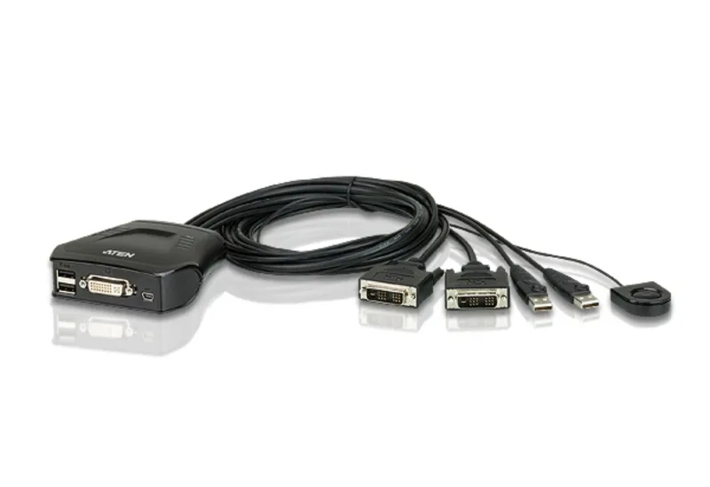 ATEN CS22D Tastatur/Video/Maus (KVM)-Switch Schwarz